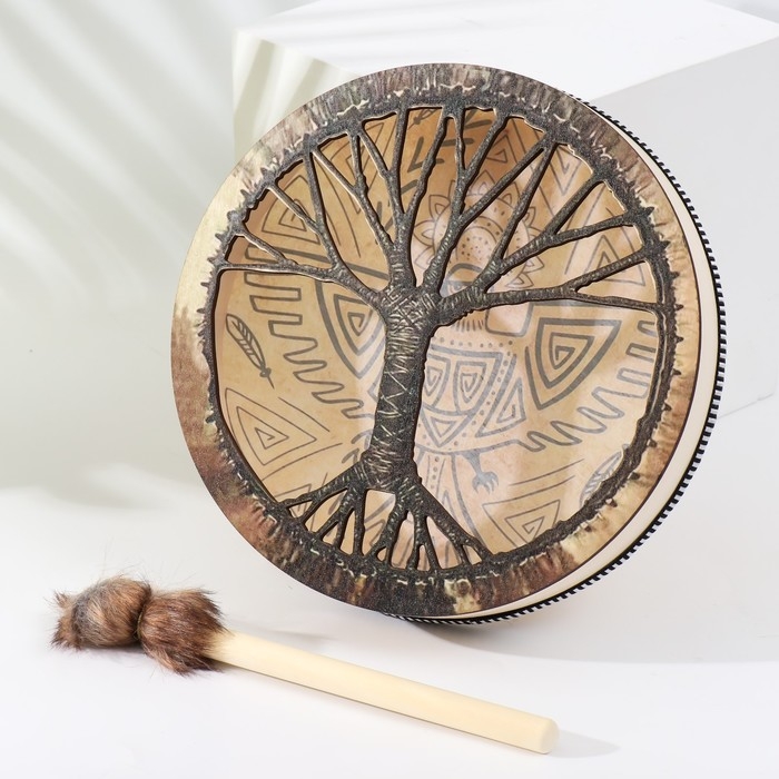 Шаманский бубен "Птица" с колотушкой 5х25х25 см