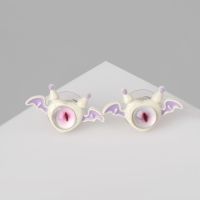 Серьги с эмалью &laquo;Монстрики&raquo; с крылышками, цвет бело-розовый