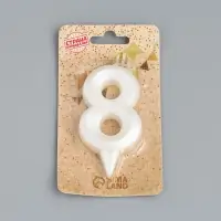 Свеча в торт &laquo;Грань&raquo;, цифра 8, жемчужный, 6.5 см