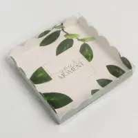 Коробка для печенья, кондитерская упаковка с пластиковой крышкой, &laquo;Эко&raquo;, 18 х 18 х 3 см