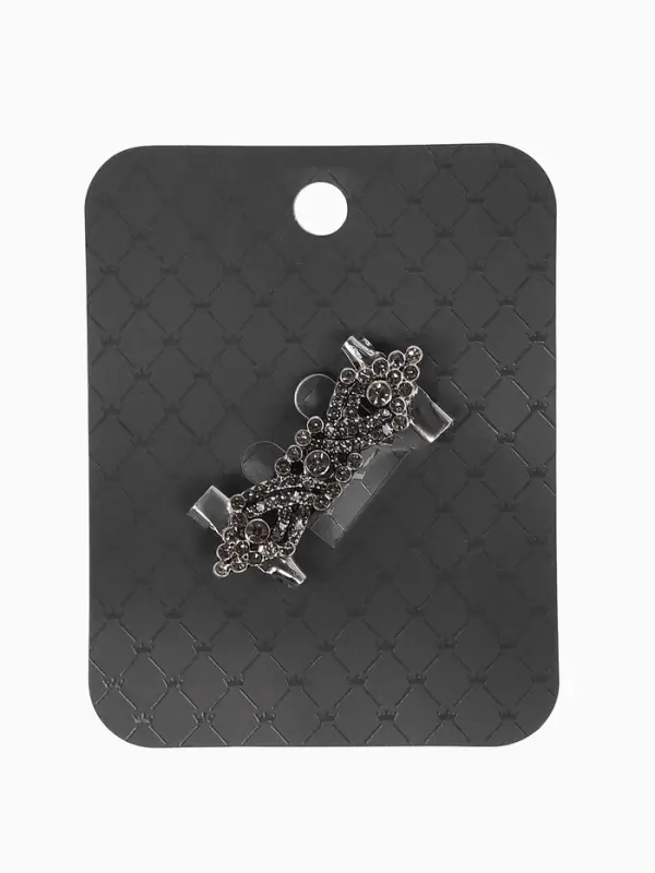 Зажим для кардигана "Ажур", х, цвет серый в чернёном серебре