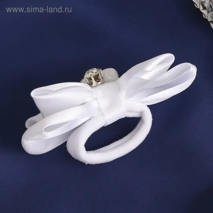 Резинка для волос &laquo;Школьница&raquo;, двойной бант бусинки, 7.5 см, белая