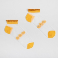 Носки женские стеклянные MINAKU &laquo;Цветы&raquo;, цвет жёлтый, размер 35-37 (23 см)