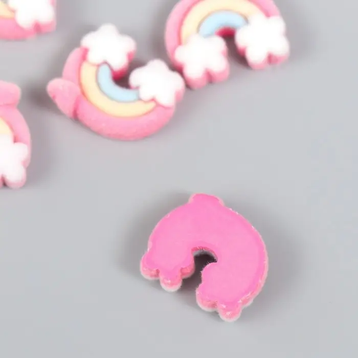 Пластиковый декоративный элемент &laquo;Арт Узор. Радуга с сердечком&raquo;, бархатное напыление, 0.6&times;1.7&times;2 см