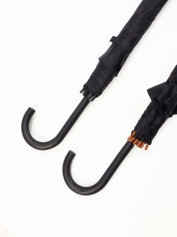 Зонт-трость п/авт R48/55 8сп П/Э В/У ОДНОТОН ручка-крюк черный пакет