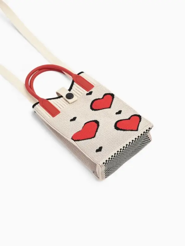 Сумка подр Сердца, 12*4*17, отд на кнопке, дл ремень, белый