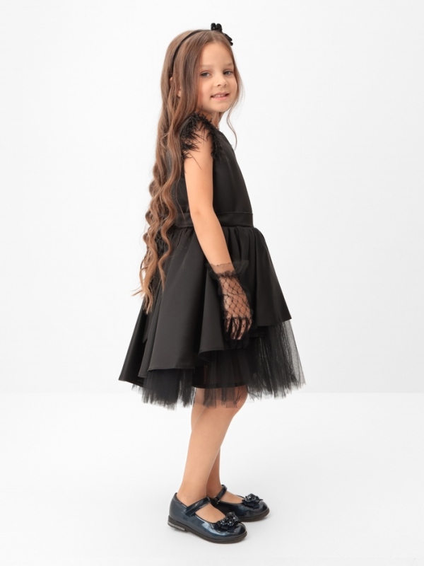 Платье нарядное детское KAFTAN, р.32 (110-116 см), черный