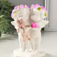 Фигурка гипс &laquo;Ангелочки с медведем&raquo;, 13&times;7&times;9 см, белый с росписью