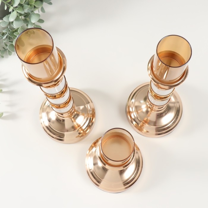 Подсвечник металл "Мари" d=5 см, набор 3 шт h=36,5 см, 31 см, 25 см