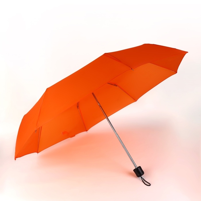 Зонт механический &laquo;Однотонный&raquo;, 3 сложения, 8 спиц, R = 48/55 см, D = 110 см, цвет оранжевый