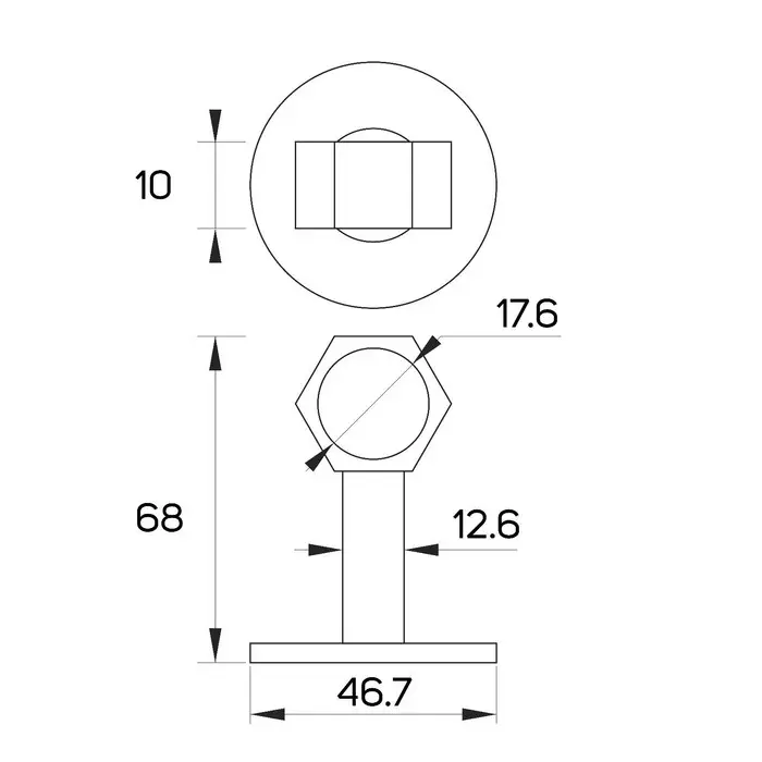 Дверной ограничитель ТУНДРА на ручку, d=18 мм, h=68 мм, белый, 1 шт.