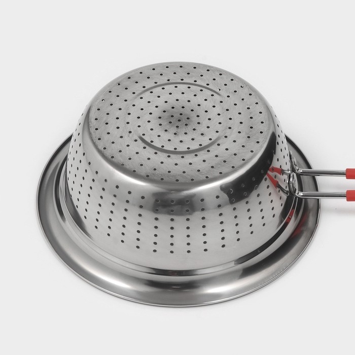 Дуршлаг из нержавеющей стали с ручкой &laquo;Эдвин&raquo;, 39&times;24&times;9 см, цвет ручки МИКС