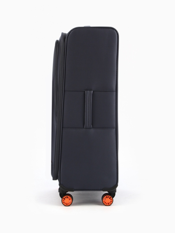 Чемодан 28", Текст, 47*31*78, отд на молнии, код замок, 4 колеса, т.серый