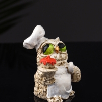 Набор фигур "4 совы на подносе" размер 20х10х10 см, бежевый