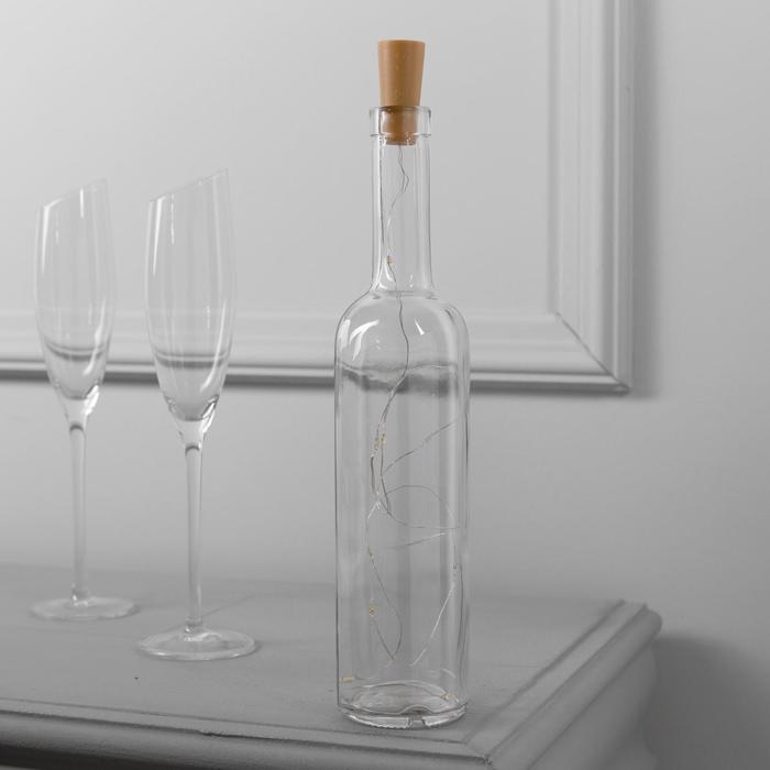 Гирлянда &laquo;Нить&raquo; 1 м роса с пробкой, IP20, серебристая нить, 10 LED, батарейки LR44х3 (в комплекте), свечение тёплое белое