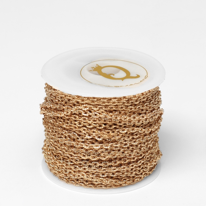 Цепочка железная без карабина на бобине, 0.25&times;0.2&times;0.05 см, L=10 м, цвет золото