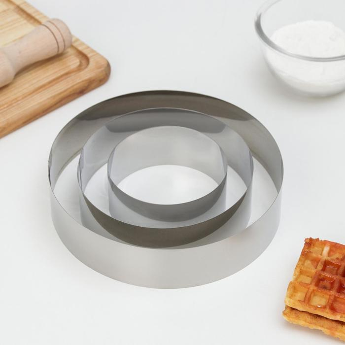 Набор форм для выкладки и выпечки &laquo;Круг&raquo;, 3 шт, d=10, 15, 20 см, высота 4,5 см, цвет серебристый