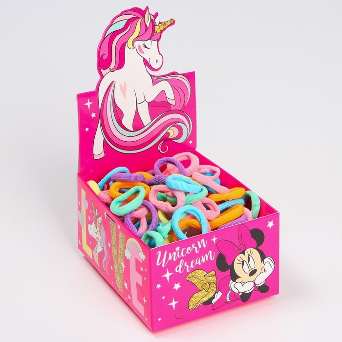 Резинка для волос, 100 штук, Минни Маус и Единорог Резинка для волос, 100 штук, Минни Маус и Единорог