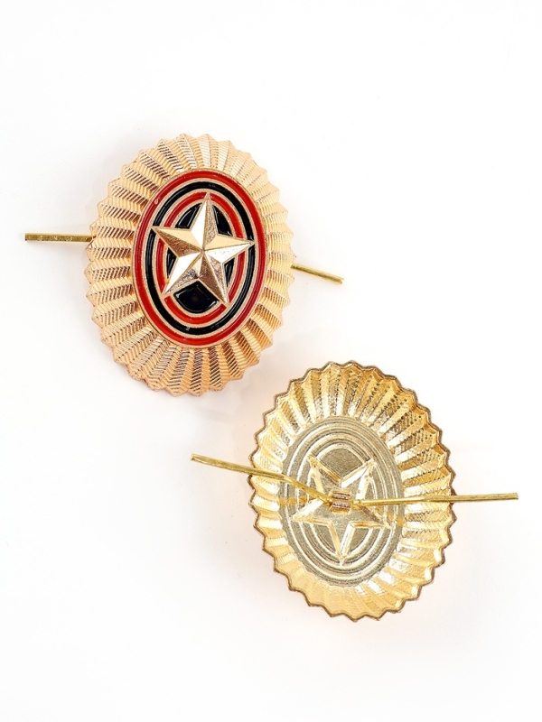 Кокарда со звездой простая овальная 3х4 см, металл, 5 шт.