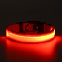 Ошейник с подсветкой размер L, ОШ 45-52 х 2,5 см, 3 режима свечения оранжевый Ошейник с подсветкой размер L, ОШ 45-52 х 2,5 см, 3 режима свечения оранжевый