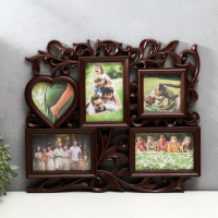 Фоторамка-коллаж "С сердцем" на 5 фото, орех (пластиковый экран) Фоторамка-коллаж "С сердцем" на 5 фото, орех (пластиковый экран)