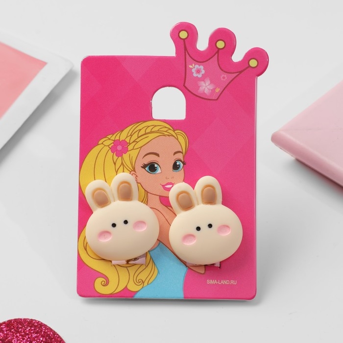 Клипсы детские &laquo;Выбражулька&raquo; зайчик пухлячок, цвет коричневый