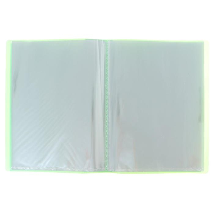 Папка с 30 вкладышами А4, 500 мкм, Calligrata, неон, салатовая