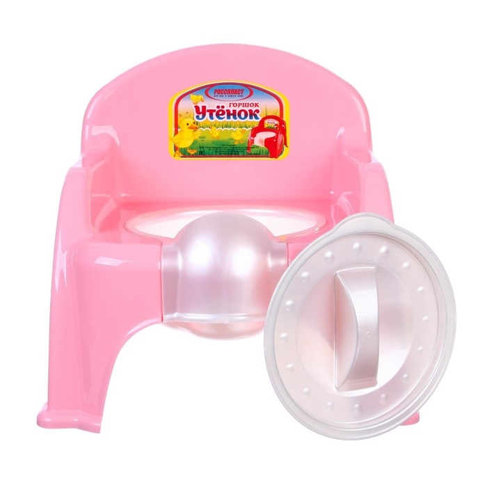 Горшок детский &laquo;Утенок&raquo; с крышкой, светло-розовый / белый 310х295х280мм