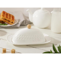 Маслёнка фарфоровая Доляна, 20&times;13&times;9 см, цвет белый