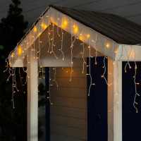 Гирлянда &laquo;Бахрома&raquo; 3 &times; 0.6 м, IP44, УМС, белая нить, 160 LED, свечение жёлтое, 220 В