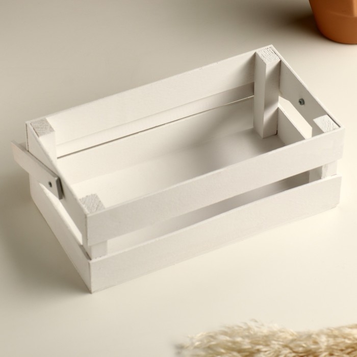 Кашпо деревянное 24.5×13.5×9 см Кашпо деревянное 24.5×13.5×9 см "Двушка Лайт", двухреечное, белый Дарим Красиво