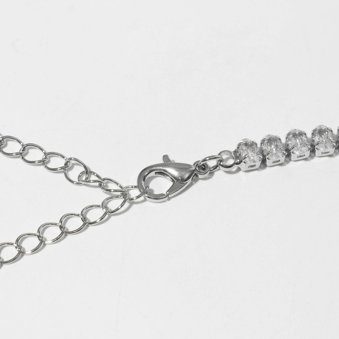 Колье со стразами «Лёд» овалы, цвет белый в серебре, 30 см Колье со стразами «Лёд» овалы, цвет белый в серебре, 30 см