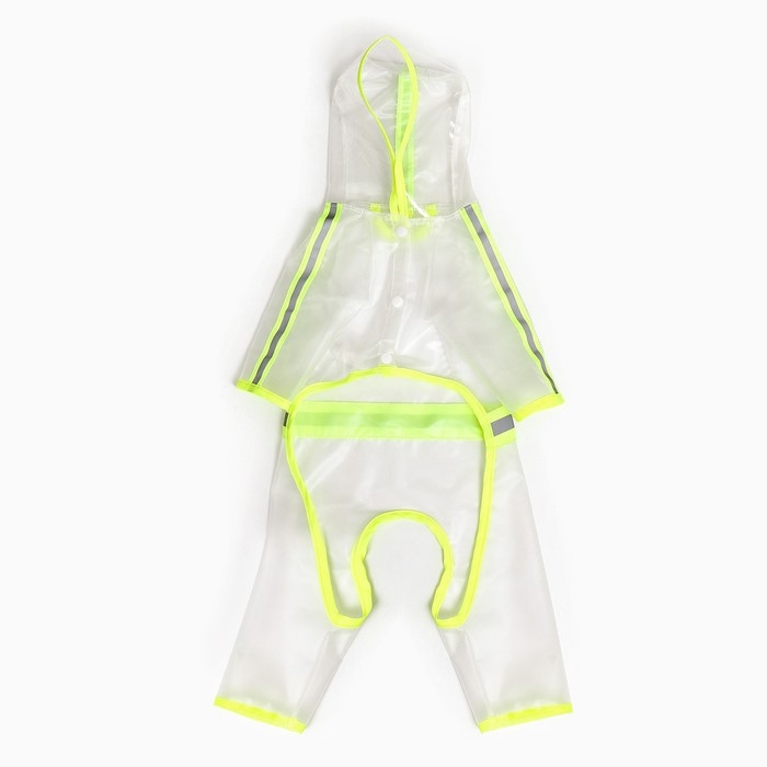 Дождевик-комбинезон для собак, р-р S (ДС 25, ОГ 37 см, вес 3-5 кг), прозрачный-жёлтый