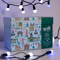 Гирлянда &laquo;Нить&raquo; 20 м с насадками &laquo;Шарики 1.5 см&raquo;, IP44, тёмная нить, 200 LED, свечение бело-синее, мигание, 220 В