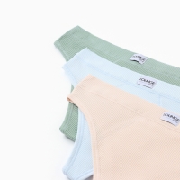 Набор женских трусов бразилиана (3 шт.), цвет зеленый/голубой/бежевый, размер 48 (L)