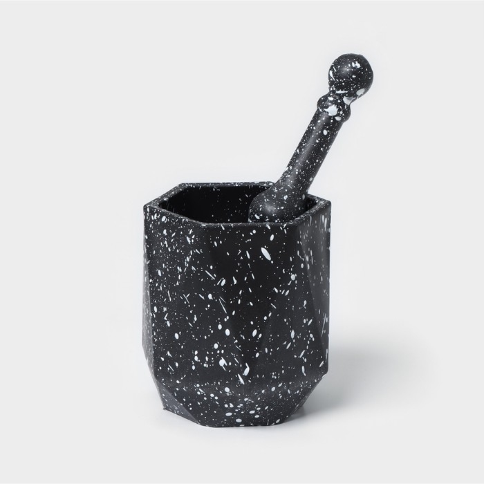 Ступка с пестиком &laquo;Грани&raquo;, 10&times;18 см, цвет чёрный