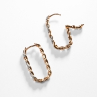 Серьги со стразами  XUPING переплетение, косичка, цвет белый в розовом золоте