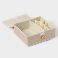 Органайзер для хранения белья LaDо́m &laquo;Франческа&raquo;, 9 ячеек, с крышкой, 35&times;30&times;12 см, цвет бежевый