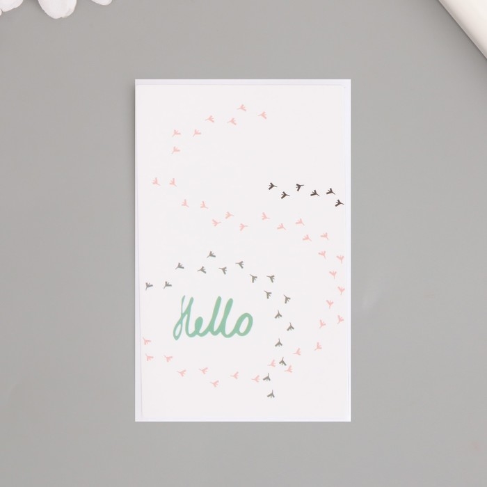 Наклейка бумага "Привет. Птичьи следы" набор 50 шт 8х5 см