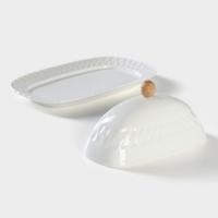 Маслёнка фарфоровая Доляна, 20&times;13&times;9 см, цвет белый