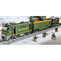 Конструктор ЖД &laquo;Военный Поезд&raquo;, работает от батареек, 1174 детали