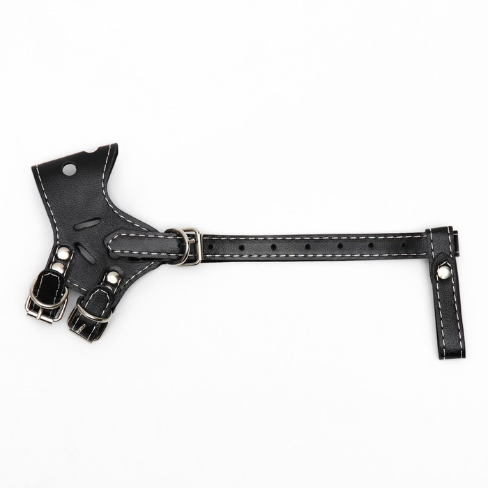 Намордник из прессованной кожи регулируемый, №2, ДН 5 см, ОМ 15-22 см, чёрный