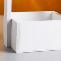 Кашпо деревянное 15×12×25 см "Ажур", прямоугольное, ручка верёвка, белый Дарим Красиво Кашпо деревянное 15×12×25 см "Ажур", прямоугольное, ручка верёвка, белый Дарим Красиво