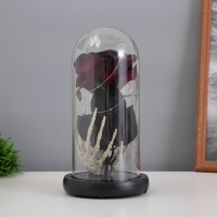 Светильник колба &laquo;Череп с розой&raquo; 1,5Вт, LED, 3xAAA, черный USB 11х11х21см