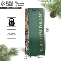 Пакет под бутылку &laquo;С Новым годом&raquo;, ёлочные игрушки, 13 х 36 х 10 см , Новый год