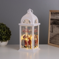 Светильник &laquo;Санта Клаус с оленем&raquo; 3хААА белый 14,2х14,2х34см МОДЕЛЬ: 18