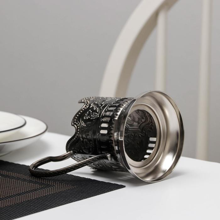 Подстаканник &laquo;Космос&raquo;, d=72мм, никелированный, с чернением