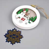 Ёлочная игрушка &laquo;Снеговики в лесу&raquo;, от батареек, свечение тёплое белое