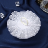 Резинка для волос бант "Школьница" облачко в крапинку, 14 см, белый Резинка для волос бант "Школьница" облачко в крапинку, 14 см, белый