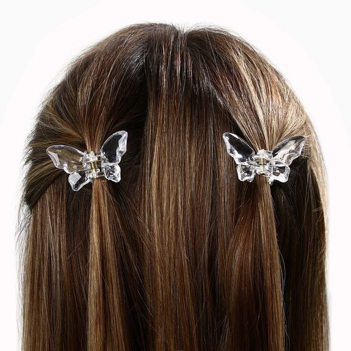 Краб для волос в форме бабочек &laquo;Ты совершенна&raquo;, 2 шт., 4 х 3 х 2.5 см